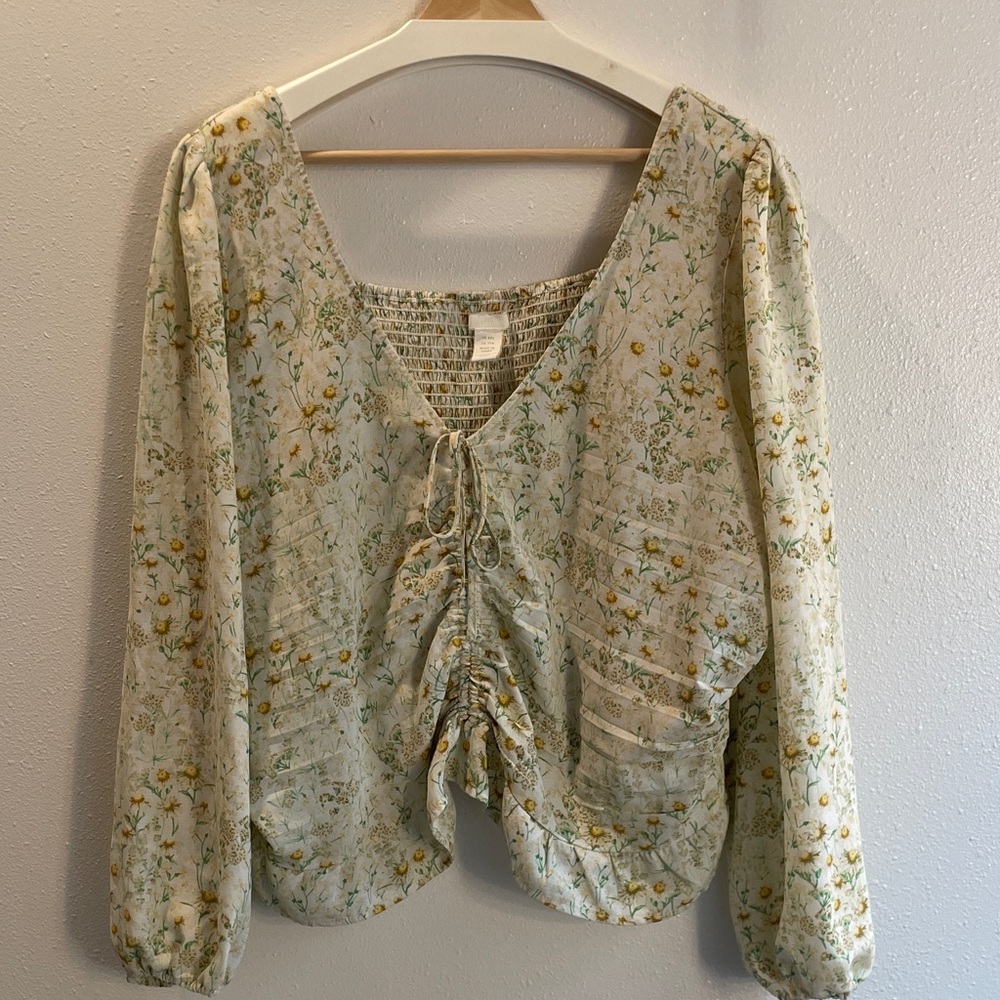 Ruched Floral Print Women's Top